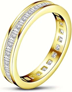 Princess Cut CZ Channel-Set Full Eternity Stackable Ring for Women