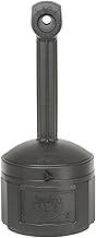 Justrite Cease-Fire Cigarette Butt Receptacle - 16-1/2" Dia.X38-1/2"H - 4-Gallon Capacity - Black