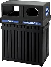ArchTec Commercial Zone Series Parkview 2 Double Steel Recycling and Trash Center, 50 Gal, Black