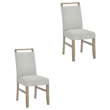 Fabric-Upholstered Dining Chairs with Rubberwood Legs by Furnifact – Rubber, Light Gray, Pack of 2