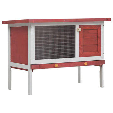 Outdoor Rabbit Hutch 1 Layer in Red Wood by vidaXL – Fir, Green,Red,White,Wood, Model 170830