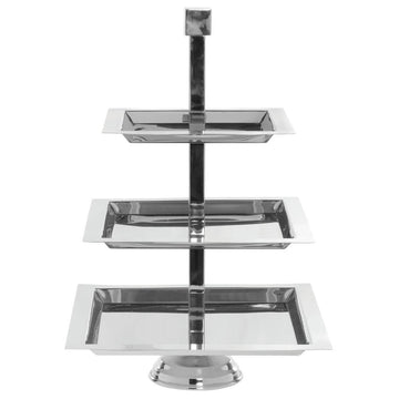 Square 3-Tier Stainless Steel Serving Stand - 15" Dia x 22" H by HUBERT – Stainless Steel, Silver, Model 191538025143