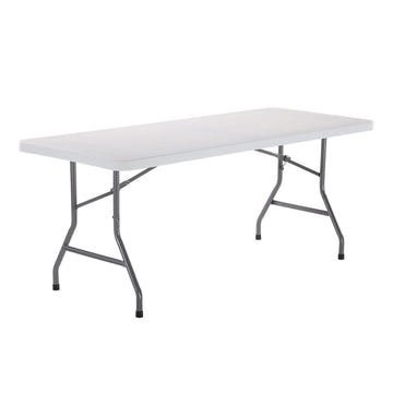 72" Plastic Folding Table by Global Industrial – Plastic/Steel, White, Model INT-BT3072-21