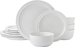 Pfaltzgraff Blooming Meadow 12 Piece Plates Bowls Dinnerware Set, Service for 4, Cream