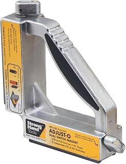 Strong Hand Tools Adjust-O 90° Dual Switch Magnetic Fabrication Square, On/Off Switches, Max. Pull Force: 120 LBS, Dimension: 6 x 6 x 1-1/2″, MS2-80