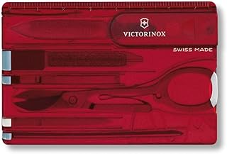 Victorinox Swiss Card Classic Swiss Army Knife, 10 Functions, Swiss Made Pocket Knife with Scissors and Pressurized Ballpoint Pen - Ruby
