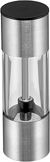 WMF mini spice mill with a ceramic grinder for salt, pepper, dried herbs, Cromargan stainless steel mill, acrylic, height 11 cm