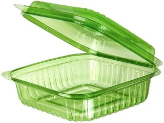Vegware Compostable 8" Veridian Clamshell Sandwich Containers, Case of 500, Clear Green, Cold Food To Go Box With Lid, Made from PLA, A Renewable Material Made from Plants, Tight Seal for Freshness