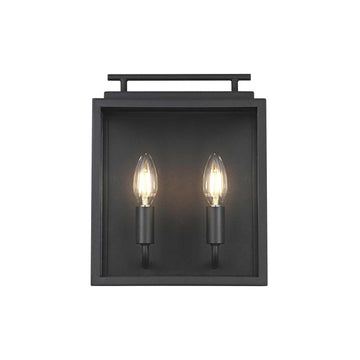 Valentin Two Light Outdoor Wall Sconce Black by Lighting Design – 8.2", Iron, Black