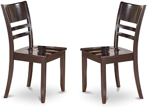 Furnifact Solid Wood Dining Chairs with Wood Seat, Set of 2 Traditional Wooden Kitchen Chairs for Dining Room, Cappuccino