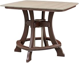 Weatherwood Counter Height Square Table with Tudor Brown Base, Outdoor Dining Furniture, Polyethylene Material, Weatherproof Design