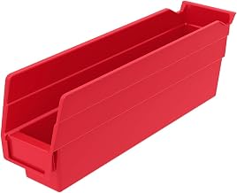 Akro-Mils 30110 Heavy Duty Plastic Shelf Bins, 12" x 3" x 4", Red, 24-Pack | Heavy Duty Nesting Storage Bins for Garage, Closet, Refrigerator, Kitchen, Cabinet, Drawer Organization, Pantry Organization