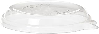 Vegware Compostable Flat Clear Lids, Case of 400, Fits 12-16oz Wide Molded Fiber Coupe Bowls, Cold Food Flat Lids, Plant Based PLA Plastic, Disposable