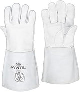 John Tillman Medium 14" Pearl Gray Top Grain Cowhide CottonFoam Lined Stick Welders Gloves with Welted Fingers and Kevlar Thread Locking Stitch (Carded) (TIL650M)