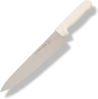 Dexter Russell S145-10SC-PCP Sani-Safe 12453 Chef’s Knife, 10" Scalloped Edge High Carbon Steel Blade, Stain-Free Polypropylene White Handle, Cook’s Tool, Non-Slip Textured Grip, Made in USA