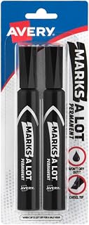 Avery Marks A Lot Permanent Markers, Regular Desk-Style Size, Chisel Tip, 2 Black Markers (07902)