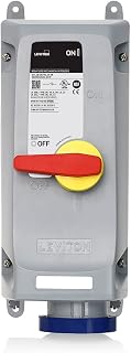 Leviton 460MI9WLEVAC 60 Amp, 240 Volt 3-Phase, 3P, 4W, LEV Series N.A. IEC 60309-1 & 60309-2 Pin & Sleeve Mechanical Interlock w/Factory Installed Auxiliary Contact, Watertight, Non-Fused - Blue