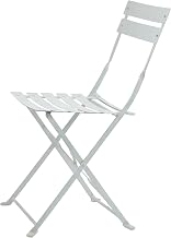 Bistro Set of 2 Foldable Outdoor Chairs - Elegant Powder Coated Metal Seat and Frame Folding Chairs - Modern Style Space Saving Furniture for Patio, Balcony or Garden (White)