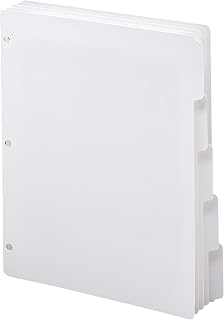 SMEAD White Binder Index Dividers, 3 Ring Binder Dividers with Tabs, 5-Tab | Five wide 1/5-cut tabs per set make subject dividers or page dividers: twenty sets, one hundred white binder dividers.