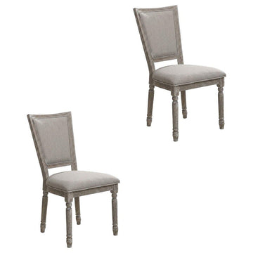 Fabric-Upholstered Wood Side Chair by Furnifact – Wood, Grey, Pack of 2