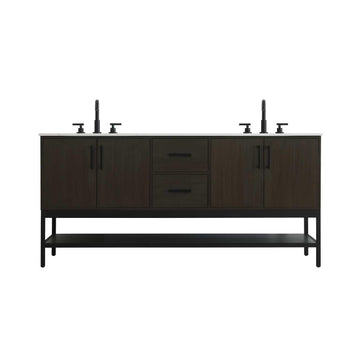 Elegant Kitchen and Bath 72" Double Bathroom Vanity in Mocha Brown by Elegant Lighting – 22" H x 72" W, Wood, Mocha Brown, Model VF60772DMMB