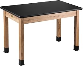 NPS 24x54" Adjustable Glides Wood Science Lab Table with HPL Top in Black