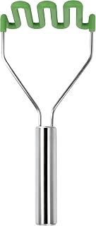 Tovolo Silicone Potato Masher Stainless Steel Handle Pesto Green Dishwasher Safe Heat Resistant Non Scratch Handheld Coil Wire Potato Smasher for Nonstick Pans Ergonomic Kitchen Food Prep Tool
