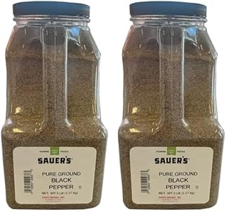 Sauer's Ground Black Pepper | Fine Grind | 5 Pound Canister | Foodservice (Pack of 2)