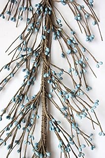 5.5ft / 66" Primitive Pip Rice Berry Garland in Country Blue, Home Decor, Farmhouse Decor, Wedding/Event Decor. Indoor/Outdoor Decor-C7
