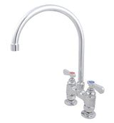 BK Resources OptiFlow Heavy Duty 4" On Center Deck Mount Faucet with 8" Gooseneck Spout – Stainless Steel, Chrome, Model BKF4HD-8G-G