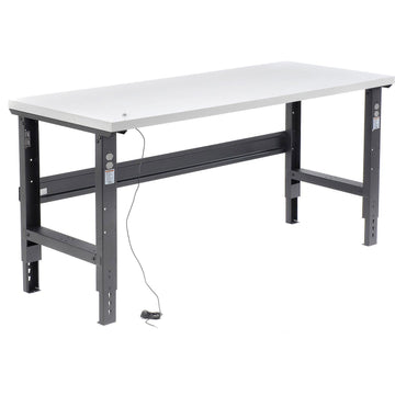 72" W X 30" D ESD Square Edge Workbench - 1-1/4" Top - Adjustable Height - Black by Global Industrial – 71"L x 76"W x 3"H, Steel, Black, Model 254968BK