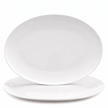 Yalong Porcelain Serving Platters, 14 Inch Oval, Set of 2, White