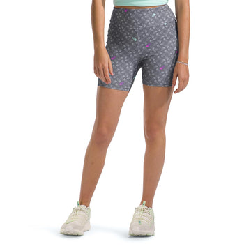 Girls Never Stop Bike Short by The North Face – Polyester, Smoked Pearl Tnf Shadow Toss Print, Model NF0A86Y0