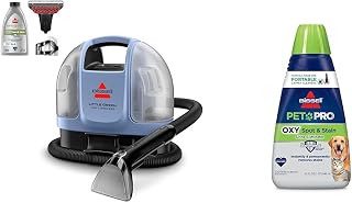 Little Green Mini Cordless Portable Carpet and Upholstery Deep Cleaner, 4015L + BISSELL® PET PRO OXY Spot & Stain Formula for Portable Carpet Cleaners, 32 oz., 2034