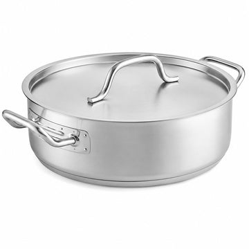 Glownary SS1 Series Brazier with Lid – 10 Qt, Stainless Steel with Aluminum-Clad Bottom, 13.1 Inch Diameter, Induction Ready