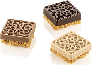 Silikomart SF379 Mauresque Square Silicone Mold with 15 Cavities, Each 1.57 Inch x 1.57 Inch x 0.63 Inch High