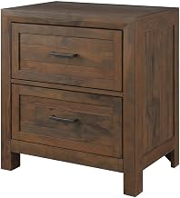 Starlight Canyon Home Pine Wood Nightstand with 2-Drawer Storage, Rustic Bedside Table for Bedroom, Guest Room