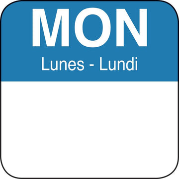 Monday Labels Tri-Lingual - 1" Square 1000 Per Roll by HUBERT – 1 inch, Paper, White, Model 39328