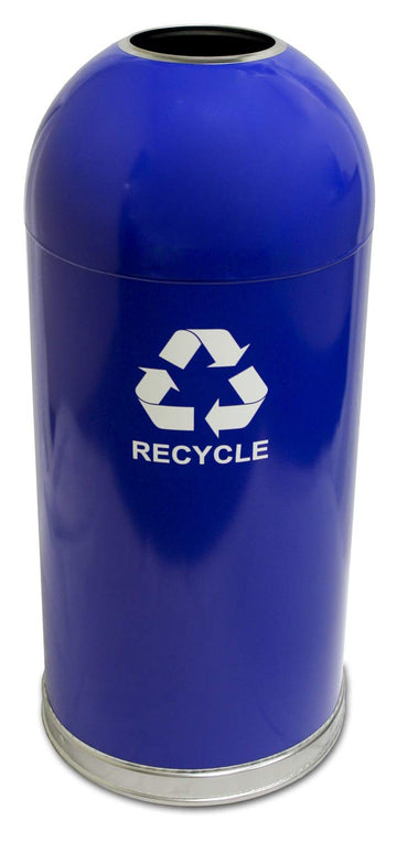 Steel 15-Gallon Standard Open Top Indoor Recycling Receptacle with Galvanized Liner by Witt Industries – Round, 15.0 gallons, Steel, Blue, Model 415DTBL-R