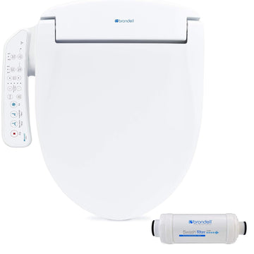 Swash Electric Bidet Seat for Round Toilets and Swash Filter Bundle by Brondell – Stainless Steel, White, Model SE400-RW