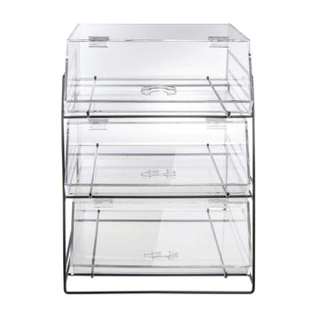 Black 3-Tier Wire Bakery Case by HUBERT – 14.0 liters, Carbon Steel, Black, Model 43616+20819