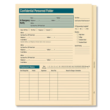 ComplyRight Paper Personnel Folder, 9 1/2" x 11 3/4", Manila, 25/Pack - Expandable