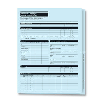 ComplyRight A3325 Paper Record Folder, 9 3/8" x 11 3/4", Blue, 25/Pack