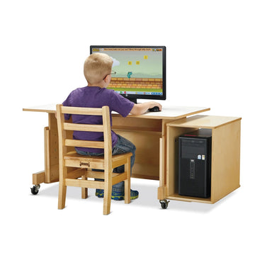 Jonti-Craft Baltic Birch Wood Desk, 24" High, Beige - 29 1/2"