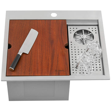 Ruvati RVH8262ST Stainless Steel Drop-In Sink, 20" x 22" - Default Title