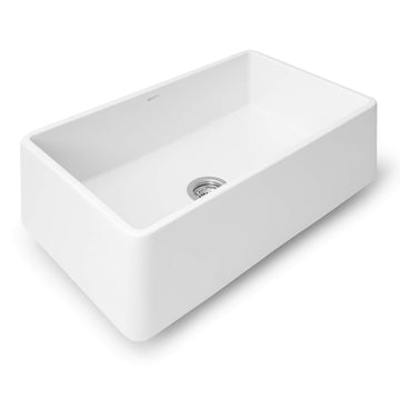 Ruvati Fireclay Sink, 20" Wide, White - 30"