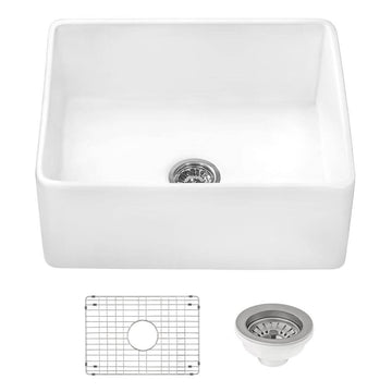 Ruvati RVL2468WH Fireclay Farmhouse Sink, 18 1/4" x 23", White - Default Title