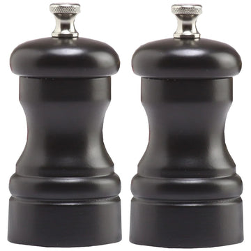 Chef Specialties Capstan Wood Pepper Set, 4" High, Black - Pepper Mill Salt Mill Set