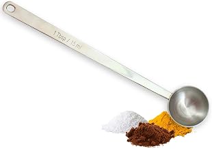TableCraft 40401, 1 Tbsp Long Handle Scoop, Stainless Steel Measuring Spoon for Coffee, Tea, Sugar, and Spices, 8.75" Long, Dishwasher Safe