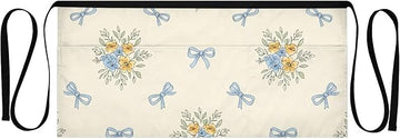 Blue Bouquet Waist Apron with 3 Pockets Waiter Server Short Aprons 25.2x11.8 Inch Stain Resistant Apron for Kitchen Garden Restaurant 1 Pack